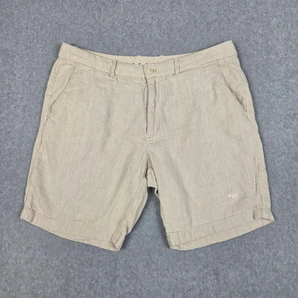 Porter & Ash Mens 36 Linen Blend Flat Front Chino Style Shorts